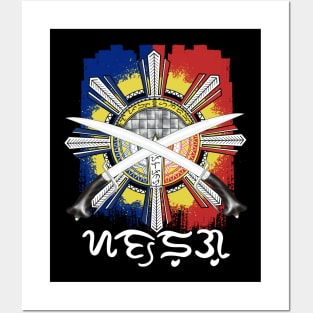 Philippine Flag Sun/Ginunting sword/Badlit word Sandugo (One Blood) Posters and Art